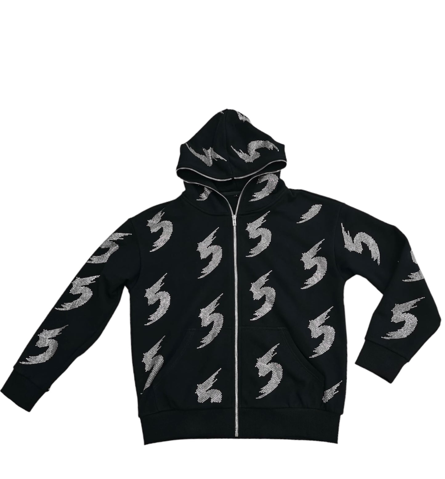 555 FULL-ZIP RHINESTONE HOODIE